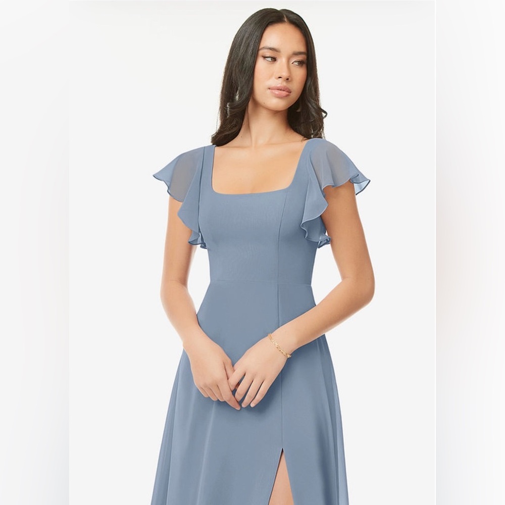 Azazie Dusty Blue Bridesmaid dress size 8 - Picture 2 of 6